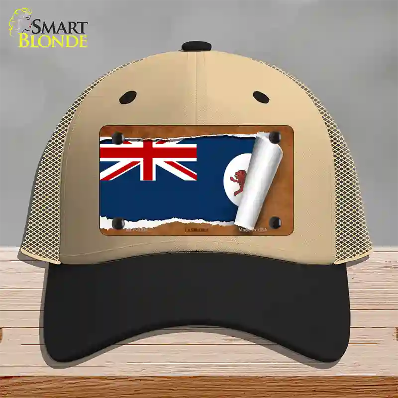 Tasmania Flag Scroll Novelty License Plate Hat Mesh / Khaki|Black