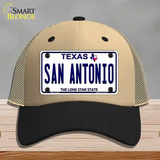 San Antonio Texas Novelty License Plate Hat Mesh / Khaki|Black