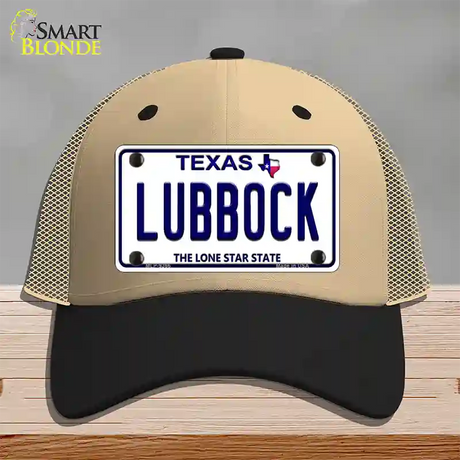 Lubbock Texas Novelty License Plate Hat Mesh / Khaki|Black