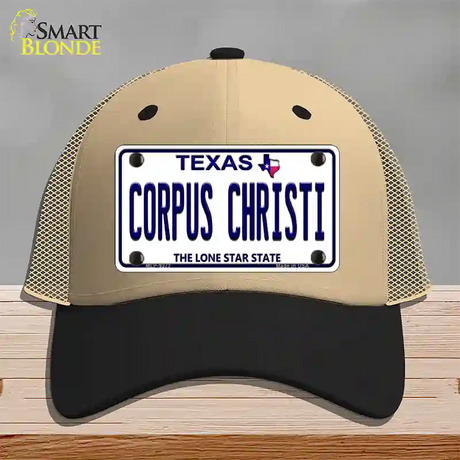 Corpus Christi Texas Novelty License Plate Hat Mesh / Khaki|Black