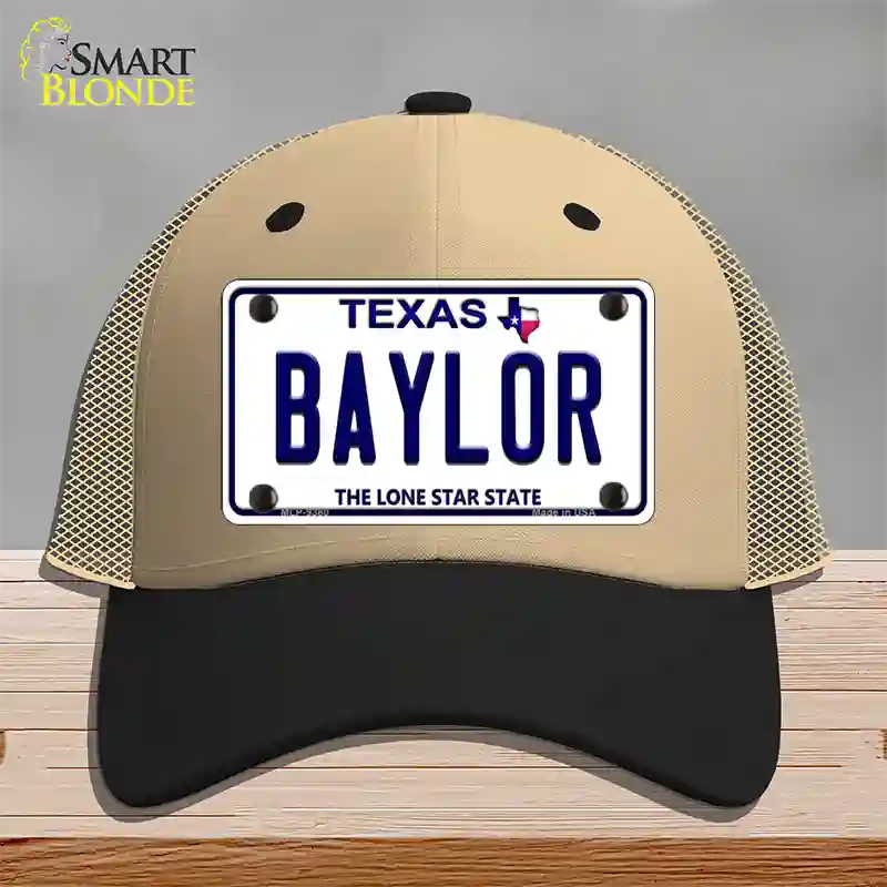 Baylor Texas Novelty License Plate Hat Mesh / Khaki|Black