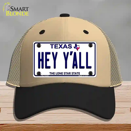 Hey Yall Texas Novelty License Plate Hat Mesh / Khaki|Black