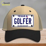 Golfer Texas Novelty License Plate Hat Mesh / Khaki|Black