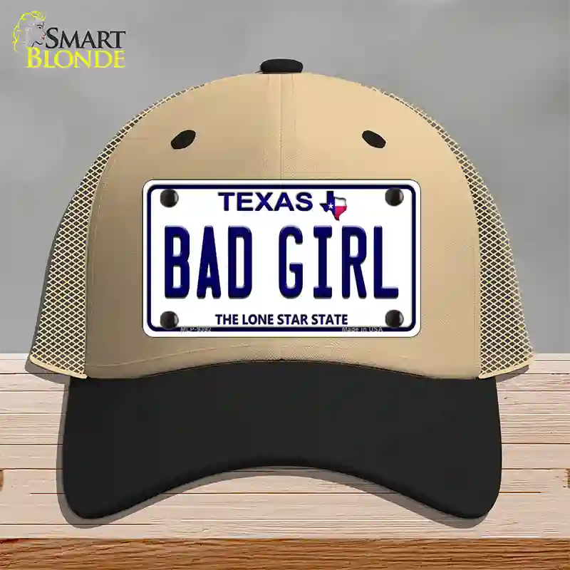 Bad Girl Texas Novelty License Plate Hat Mesh / Khaki|Black