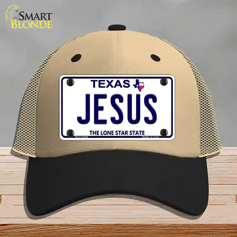 Jesus Texas Novelty License Plate Hat Mesh / Khaki|Black