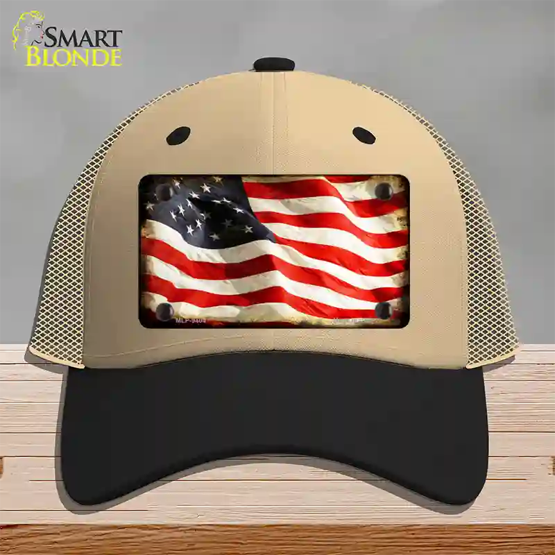 American Vintage Flag Novelty License Plate Hat Mesh / Khaki|Black