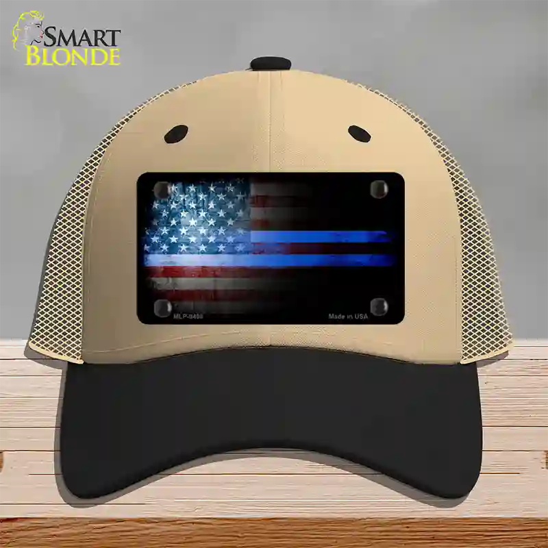 American Flag Police Novelty License Plate Hat Mesh / Khaki|Black