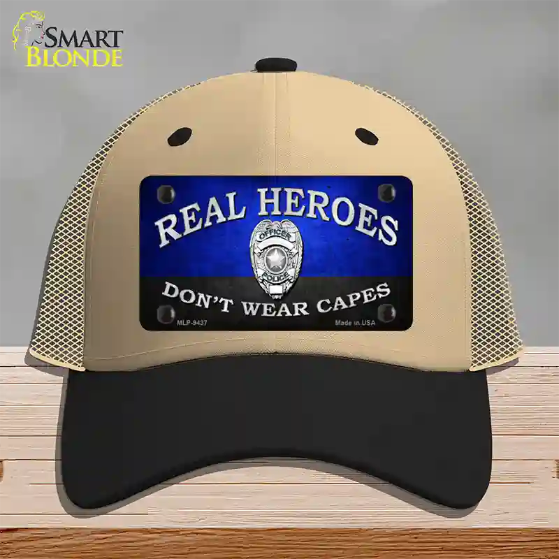 Real Heroes Blue Novelty License Plate Hat Mesh / Khaki|Black