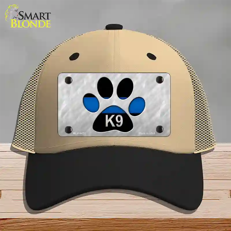 Thin Blue Line Paw K-9 Novelty License Plate Hat Mesh / Khaki|Black