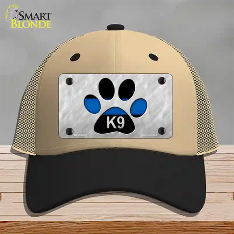 Thin Blue Line Paw K-9 Novelty License Plate Hat Mesh / Khaki|Black