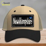 New Hampshire Flag Script Novelty License Plate Hat Mesh / Khaki|Black