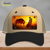 Bullfight With Sun Novelty License Plate Hat Mesh / Khaki|Black