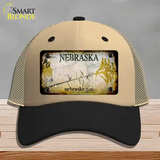 Nebraska Gov Rusty Blank Novelty License Plate Hat Mesh / Khaki|Black