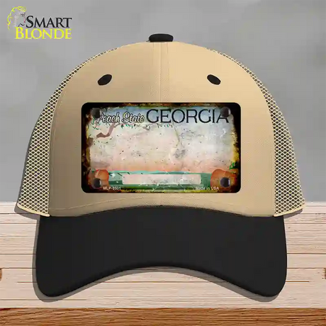 Georgia Peach Rusty Blank Novelty License Plate Hat Mesh / Khaki|Black