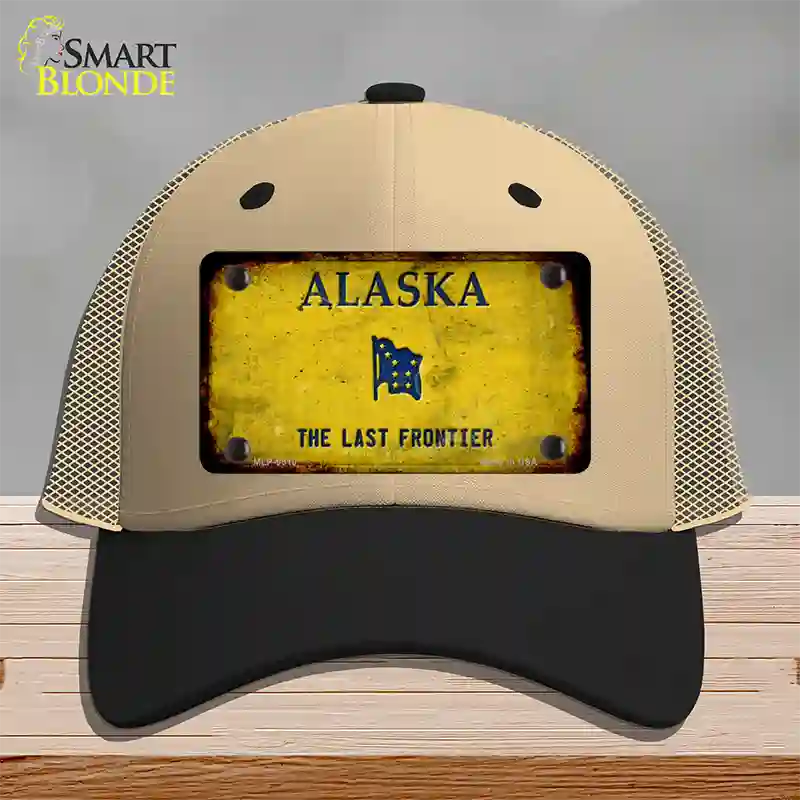 Alaska Frontier Rusty Blank Novelty License Plate Hat Khaki Mesh