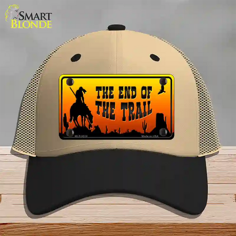 End Of Trail Scenic Novelty License Plate Hat Mesh / Khaki|Black