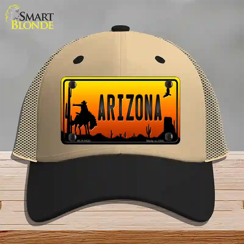 Rodeo Arizona Scenic Novelty License Plate Hat Mesh / Khaki|Black