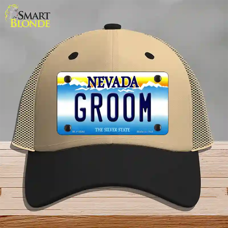 Groom Nevada Novelty License Plate Hat Mesh / Khaki|Black