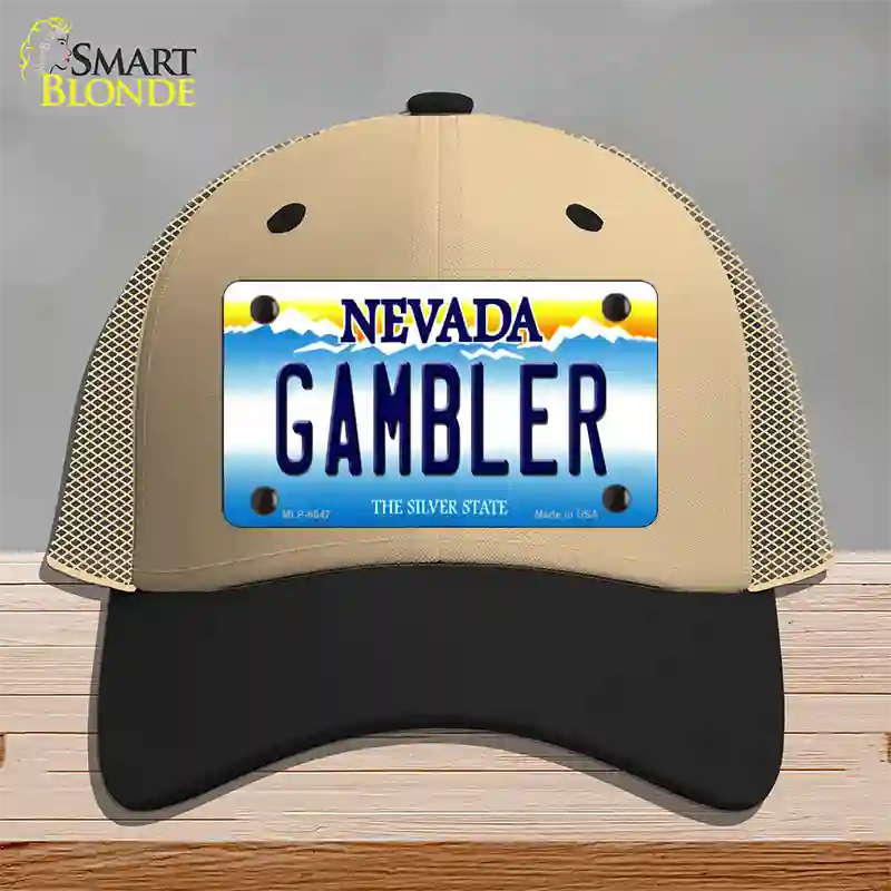 Gambler Nevada Novelty License Plate Hat Mesh / Khaki|Black