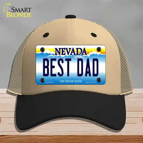 Best Dad Nevada Novelty License Plate Hat Mesh / Khaki|Black