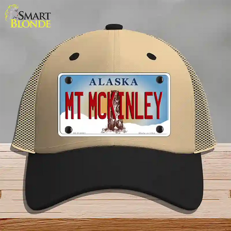 Mt McKinley Alaska State Novelty License Plate Hat Mesh / Khaki|Black