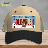 Gold Rush Alaska State Novelty License Plate Hat Mesh / Khaki|Black