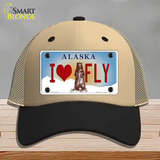 I Love Fly Alaska State Novelty License Plate Hat Mesh / Khaki|Black