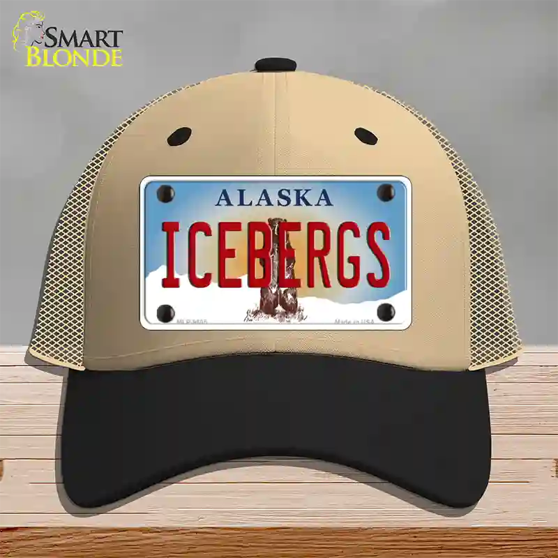 Icebergs Alaska State Novelty License Plate Hat Mesh / Khaki|Black