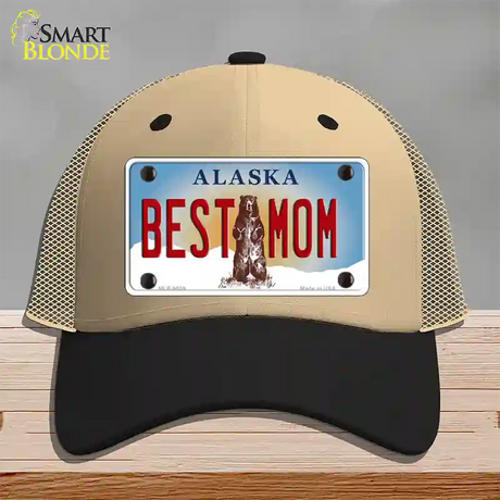 Best Mom Alaska State Novelty License Plate Hat Mesh / Khaki|Black