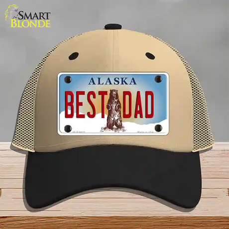 Best Dad Alaska State Novelty License Plate Hat Mesh / Khaki|Black