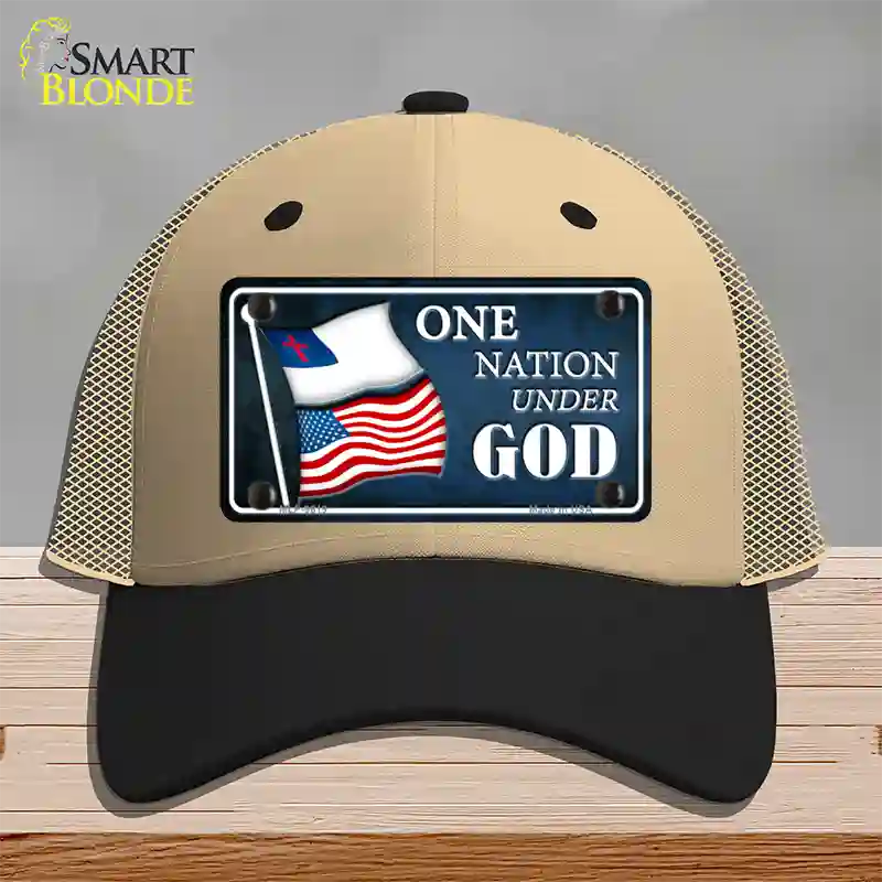 One Nation Under God Flags Novelty License Plate Hat Mesh / Khaki|Black