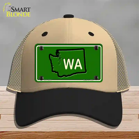 WA State Novelty License Plate Hat Mesh / Khaki|Black