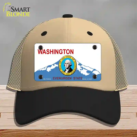 Washington With Seal Novelty License Plate Hat Mesh / Khaki|Black