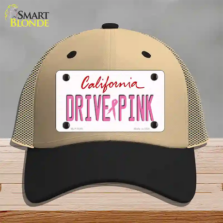 Drive Pink California Novelty License Plate Hat Mesh / Khaki|Black