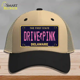 Drive Pink Delaware Novelty License Plate Hat Mesh / Khaki|Black