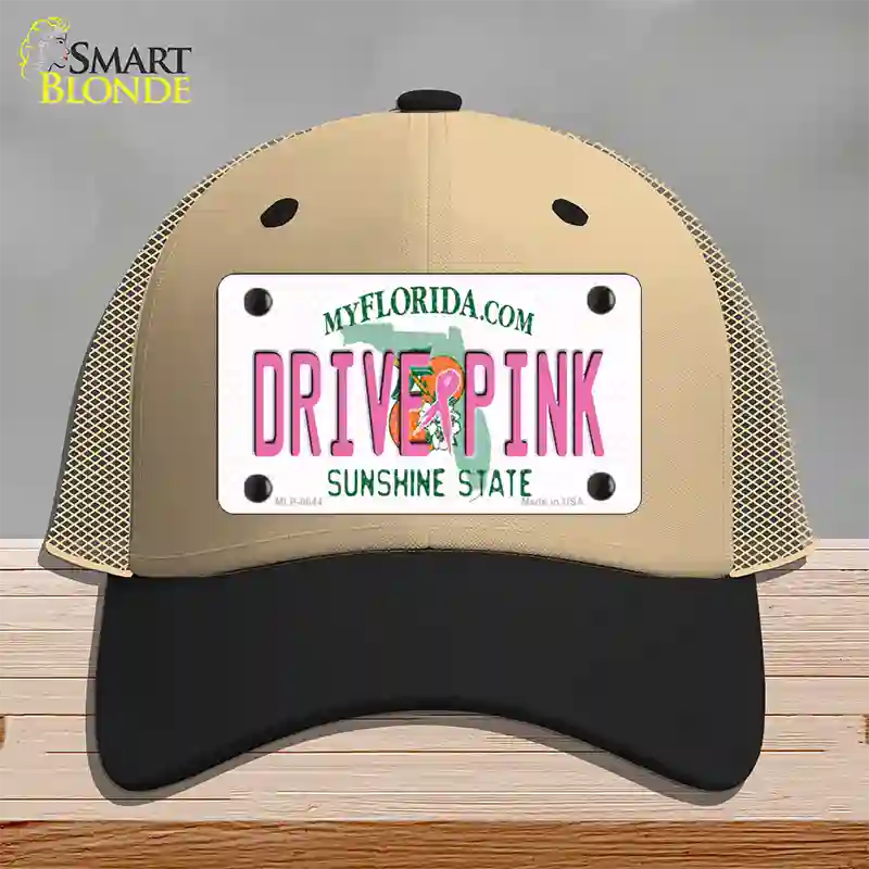 Drive Pink Florida Novelty License Plate Hat Mesh / Khaki|Black