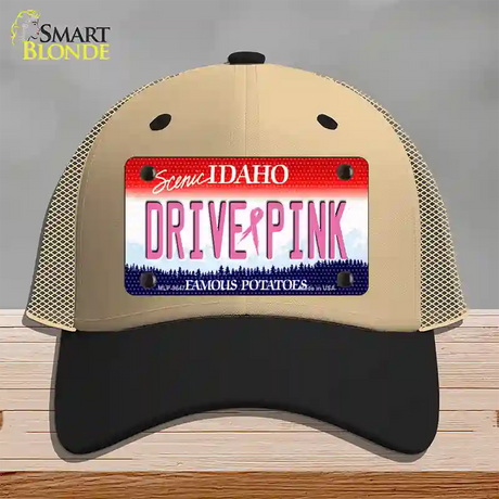 Drive Pink Idaho Novelty License Plate Hat Mesh / Khaki|Black