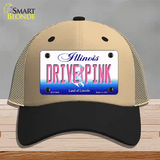 Drive Pink Illinois Novelty License Plate Hat Mesh / Khaki|Black