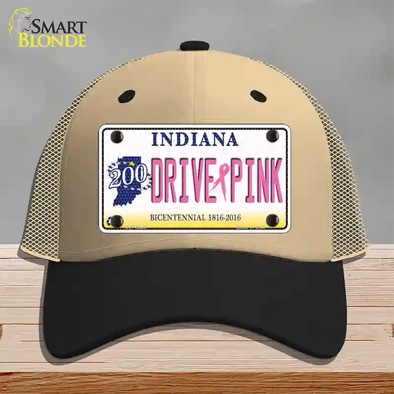 Drive Pink Indiana Novelty License Plate Hat Mesh / Khaki|Black