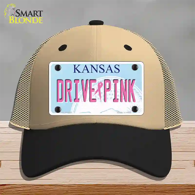 Drive Pink Kansas Novelty License Plate Hat Mesh / Khaki|Black