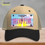 Drive Pink Mississippi Novelty License Plate Hat Mesh / Khaki|Black