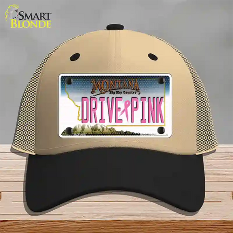 Drive Pink Montana Novelty License Plate Hat Mesh / Khaki|Black