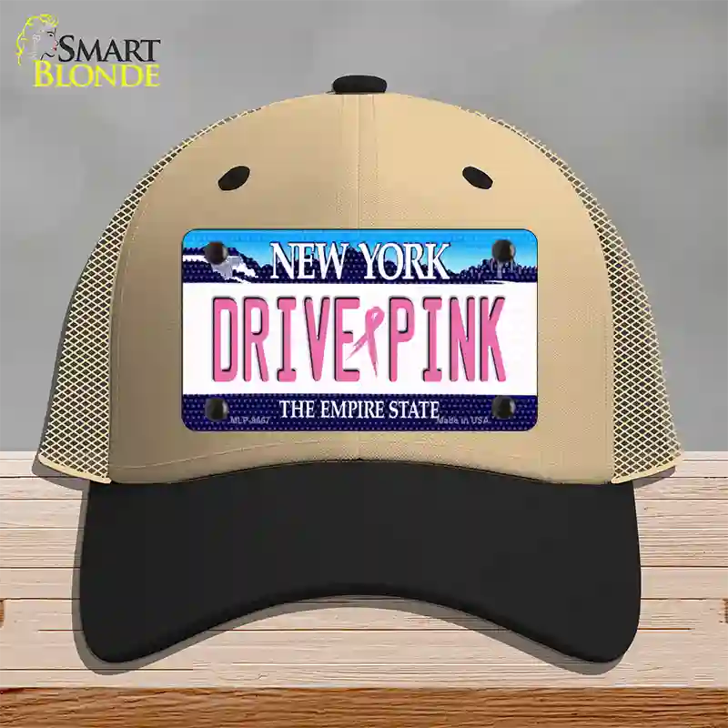 Drive Pink New York Novelty License Plate Hat Mesh / Khaki|Black