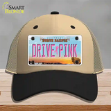 Drive Pink North Dakota Novelty License Plate Hat Mesh / Khaki|Black