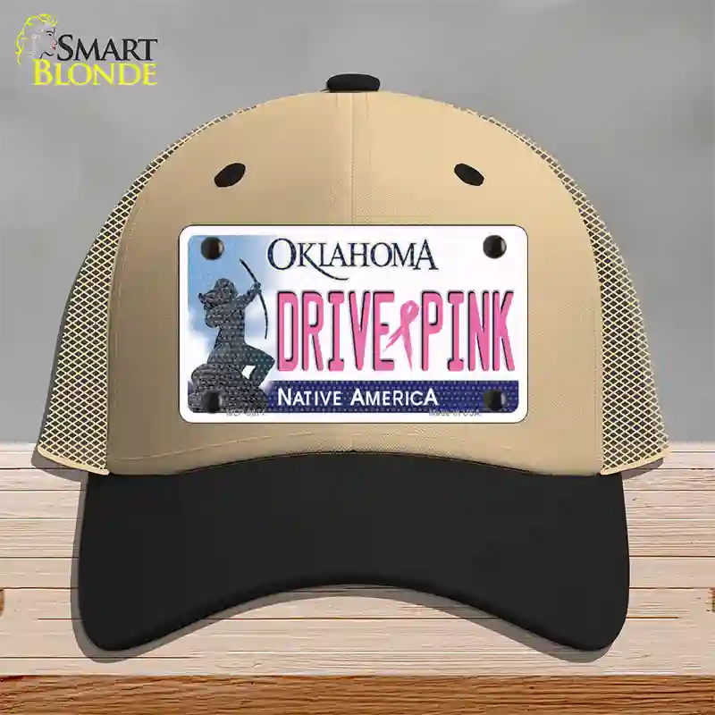 Drive Pink Oklahoma Novelty License Plate Hat Mesh / Khaki|Black