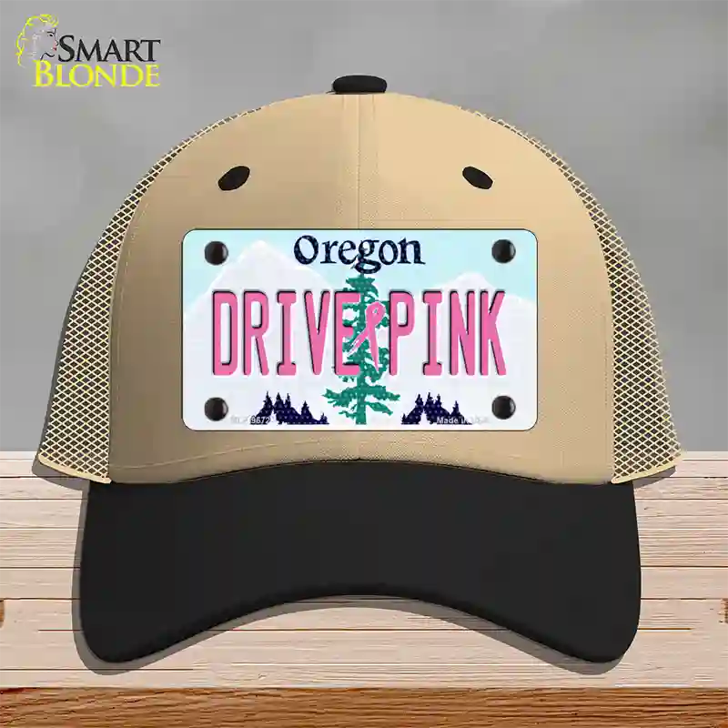 Drive Pink Oregon Novelty License Plate Hat Mesh / Khaki|Black