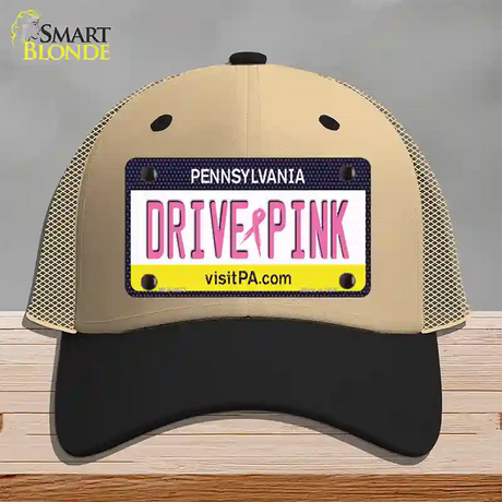 Drive Pink Pennsylvania Novelty License Plate Hat Mesh / Khaki|Black