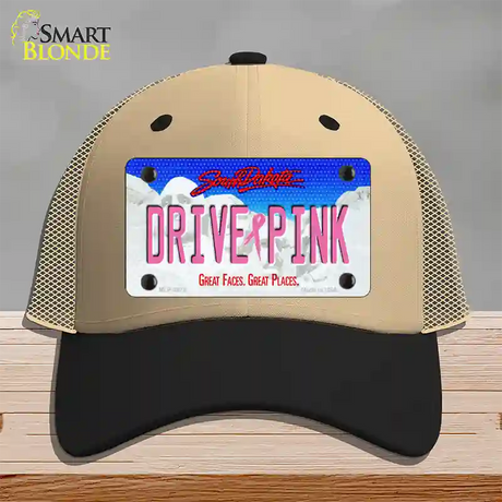 Drive Pink South Dakota Novelty License Plate Hat Mesh / Khaki|Black