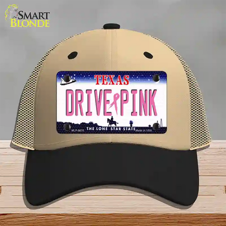 Drive Pink Texas Novelty License Plate Hat Mesh / Khaki|Black