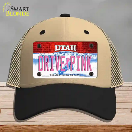 Drive Pink Utah Novelty License Plate Hat Mesh / Khaki|Black